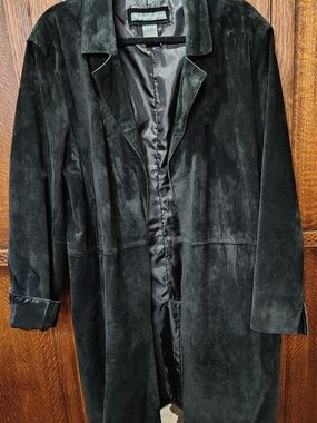 Jessica Holbrook Vintage Women's Black Genuine Suede Duster/Coat Plus Size